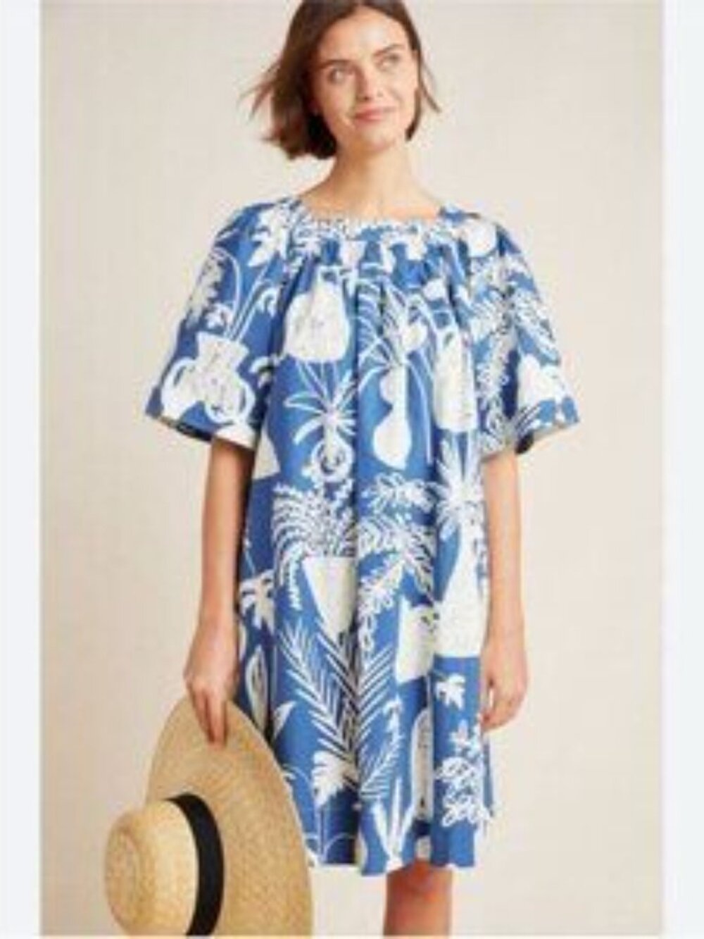 WHIT Blue and White Matisse-like Print Dress